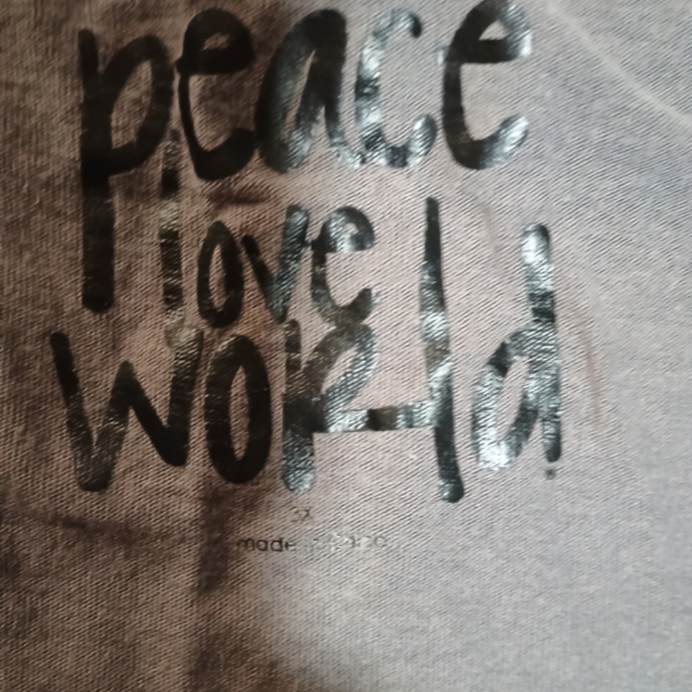Peace Love World Gray Long Sleeve Graphic Tee - Picture 2 of 3